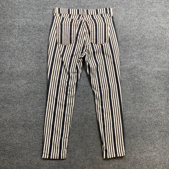 Free People Pants Womens 29 Multi Cotton Blend Zip Stripe Pockets Skinny Ankle - Picture 8 of 13